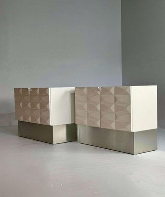 Brutalist Low Cabinet Set in Crème White-GNW-2028692