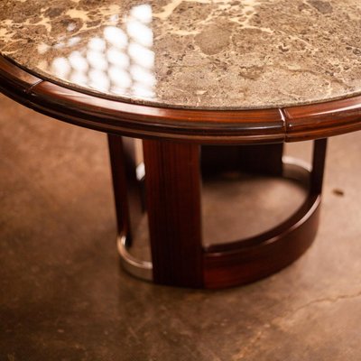 Brutalist Marble & Rosewood Dining Table, 1970s-QVY-1398964