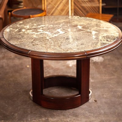 Brutalist Marble & Rosewood Dining Table, 1970s-QVY-1398964