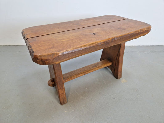 Brutalist Massive Oak Side Table Rectangle, France, 1950s