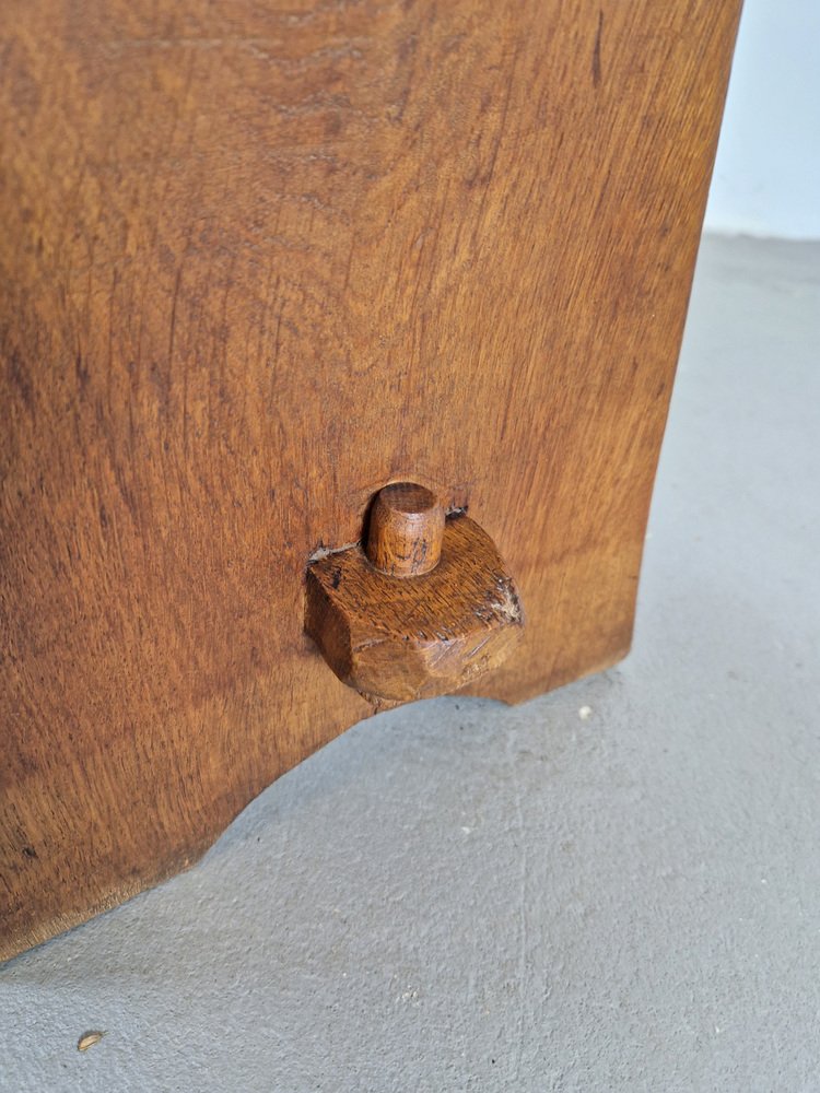 Brutalist Massive Oak Side Table Rectangle, France, 1950s