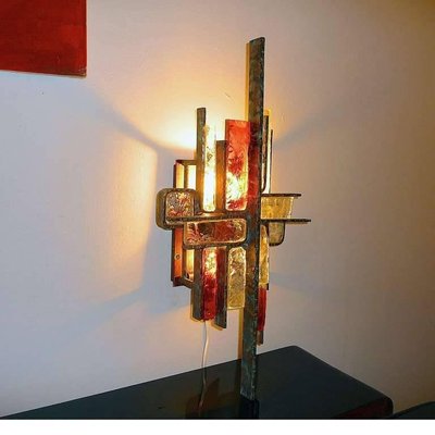 Brutalist Metal and Glass Sconces, 1960s, Set of 2-YGE-590393