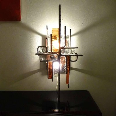 Brutalist Metal and Glass Sconces, 1960s, Set of 2-YGE-590393