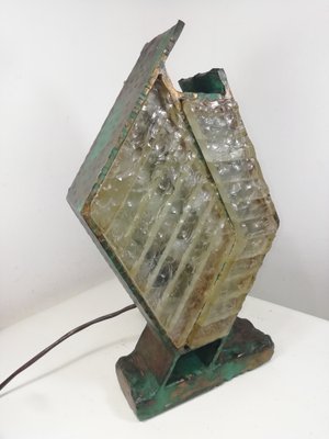 Brutalist Metal and Glass Table Lamp, Italy, 1960s-HNE-2040393