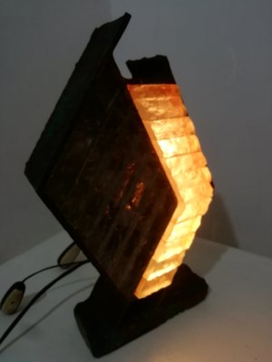 Brutalist Metal and Glass Table Lamp, Italy, 1960s-HNE-2040393