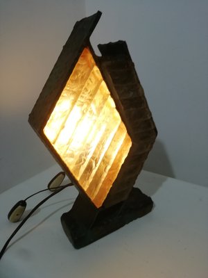 Brutalist Metal and Glass Table Lamp, Italy, 1960s-HNE-2040393