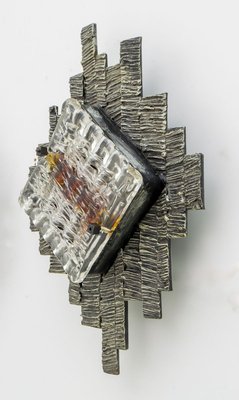 Brutalist Metal and Murano Glass Sconces by Albano Poli for Poliarte, 1970s, Set of 2-FER-700421