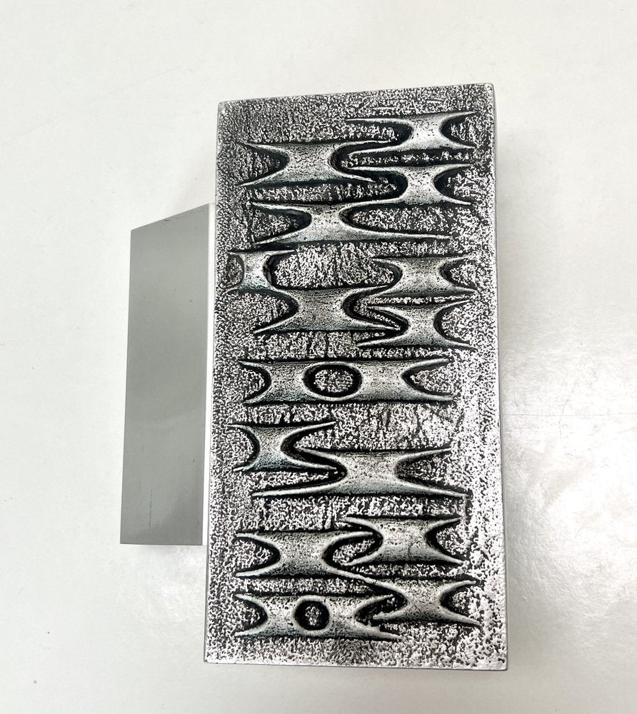 Brutalist Metal Door Handle with Relief Pattern, 1970s