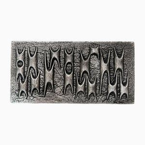 Brutalist Metal Door Handle with Relief Pattern, 1970s-WZZ-1369354