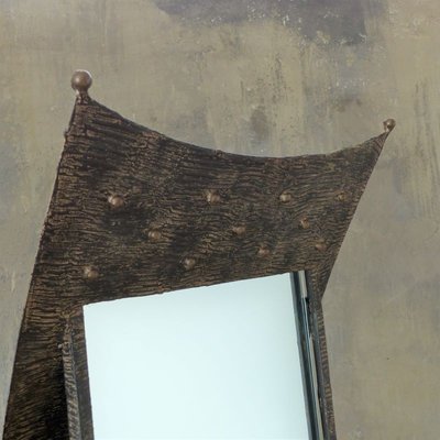 Brutalist Metal Mirror with Side Chair-WK-767956