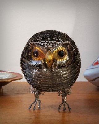 Brutalist Metal Owl, 1970s-ZJN-1772599