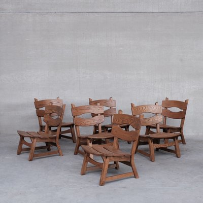 Brutalist Mid-Century Low Wooden Lounge Chairs-JRP-1112637