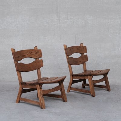 Brutalist Mid-Century Low Wooden Lounge Chairs-JRP-1112637