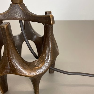 Brutalist Modern Bronze Table Light by Michael Harjes, Germany 1960s-QZ-1735704