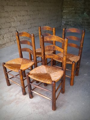 Brutalist Mulching Chairs attributed to George Robert, France, 1950s, Set of 4-ZJN-1770548