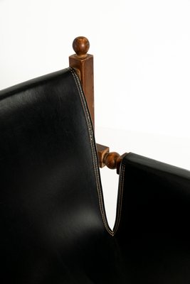 Brutalist Oak and Faux Leather Chairs in the Style of Charles Dudouyt, 1950s, Set of 2-UQV-1424500