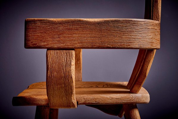 Brutalist Oak Chair from De Puydt, 1970s-SFD-2026356