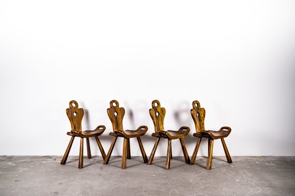 Brutalist Oak Chairs, 1960s, Set of 4-VLO-1766301