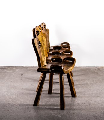 Brutalist Oak Chairs, 1960s, Set of 4-VLO-1766301