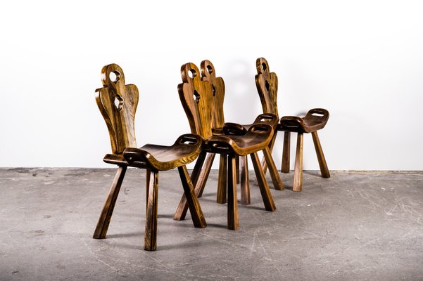 Brutalist Oak Chairs, 1960s, Set of 4-VLO-1766301