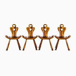 Brutalist Oak Chairs, 1960s, Set of 4-VLO-1766301