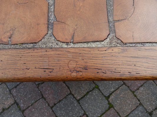 Brutalist Oak Coffee Table with Inlaid Top, 1970s-AWL-1417753