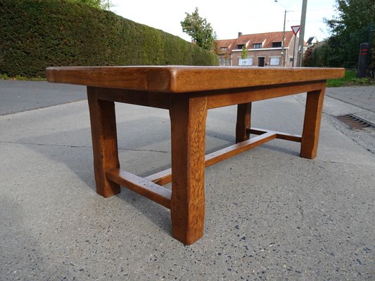 Brutalist Oak Coffee Table with Inlaid Top, 1970s-AWL-1417753