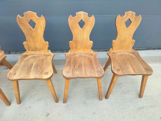 Brutalist Oak Dining Chairs, 1960, Set of 6-WBX-1423076