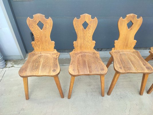 Brutalist Oak Dining Chairs, 1960, Set of 6-WBX-1423076