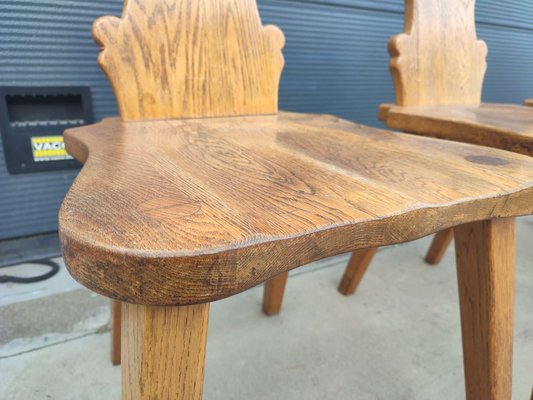 Brutalist Oak Dining Chairs, 1960, Set of 6-WBX-1423076