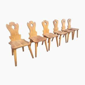 Brutalist Oak Dining Chairs, 1960, Set of 6-WBX-1423076