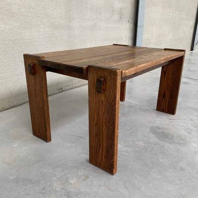 Brutalist Oak Mid-Century Belgium Dining Table-JRP-998249