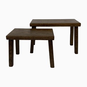 Brutalist Oak Nesting Tables, 1970s, Set of 2-BGP-1113646