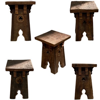 Brutalist Oak Stool-BHG-1162434