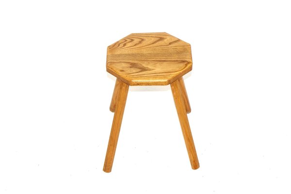 Brutalist Oak Stool, Sweden, 1950s-GEK-1069117