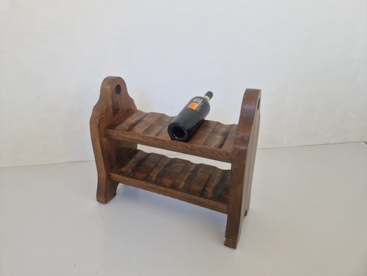 Brutalist Oak Wine Rack, 1970s-DGW-2020218