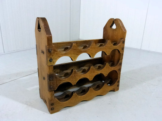 Brutalist Oak Wine Rack, 1970s