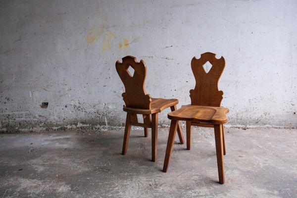 Brutalist Oak Wooden Chairs, Set of 2-PDG-1999438