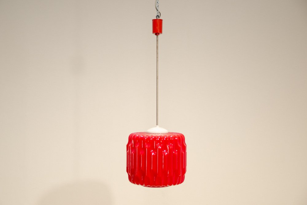 Brutalist Opaline Glass Chandelier by Karel Wolf for Osvětlovací Sklo, 1970s