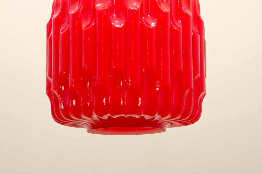 Brutalist Opaline Glass Chandelier by Karel Wolf for Osvětlovací Sklo, 1970s