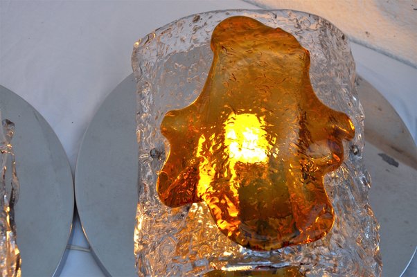 Brutalist Orange Murano Glass Sconces by Paolo Venini for S.A.L.I.R. Murano, 1970s, Set of 2-EJE-389445