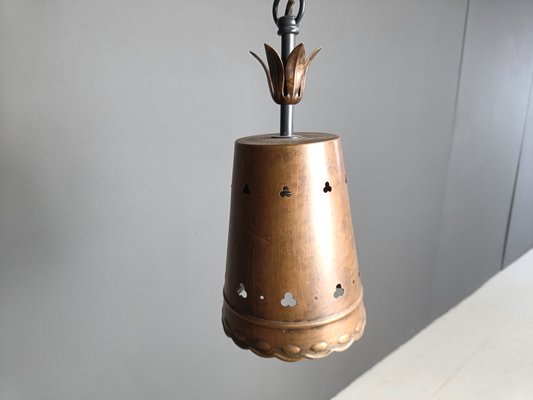 Brutalist Pendant Light in Copper, 1970s-IRH-2035778