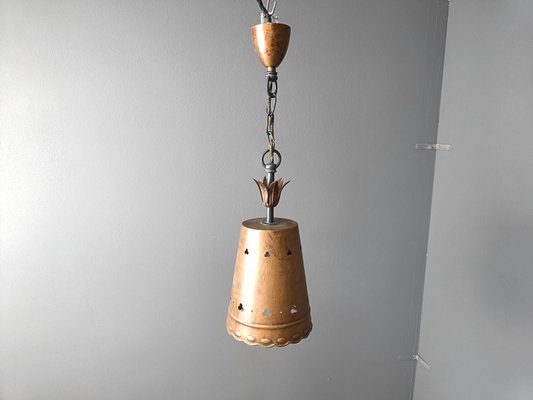 Brutalist Pendant Light in Copper, 1970s-IRH-2035778