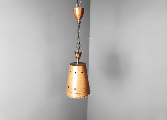 Brutalist Pendant Light in Copper, 1970s-IRH-2035778