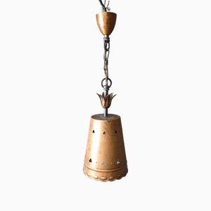 Brutalist Pendant Light in Copper, 1970s-IRH-2035778