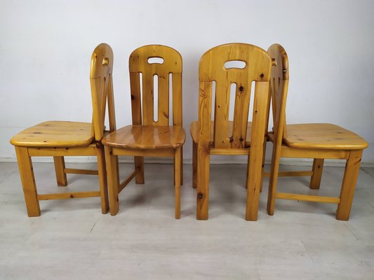 Brutalist Pine Dining Chairs, Set of 4-EAD-1288861