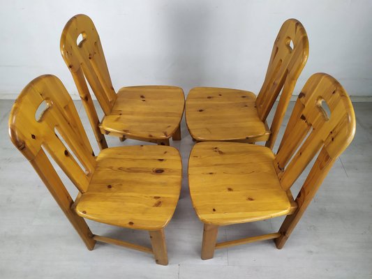 Brutalist Pine Dining Chairs, Set of 4-EAD-1288861