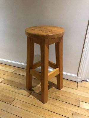 Brutalist Pine Saddle Stool, 1970s-AVC-856274