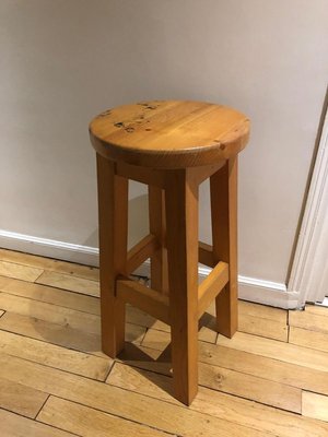 Brutalist Pine Saddle Stool, 1970s-AVC-856274