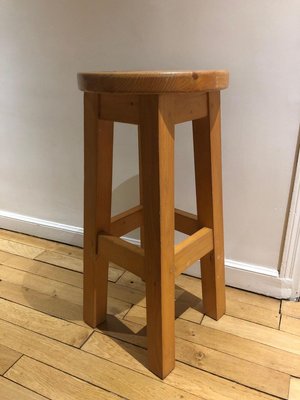 Brutalist Pine Saddle Stool, 1970s-AVC-856274